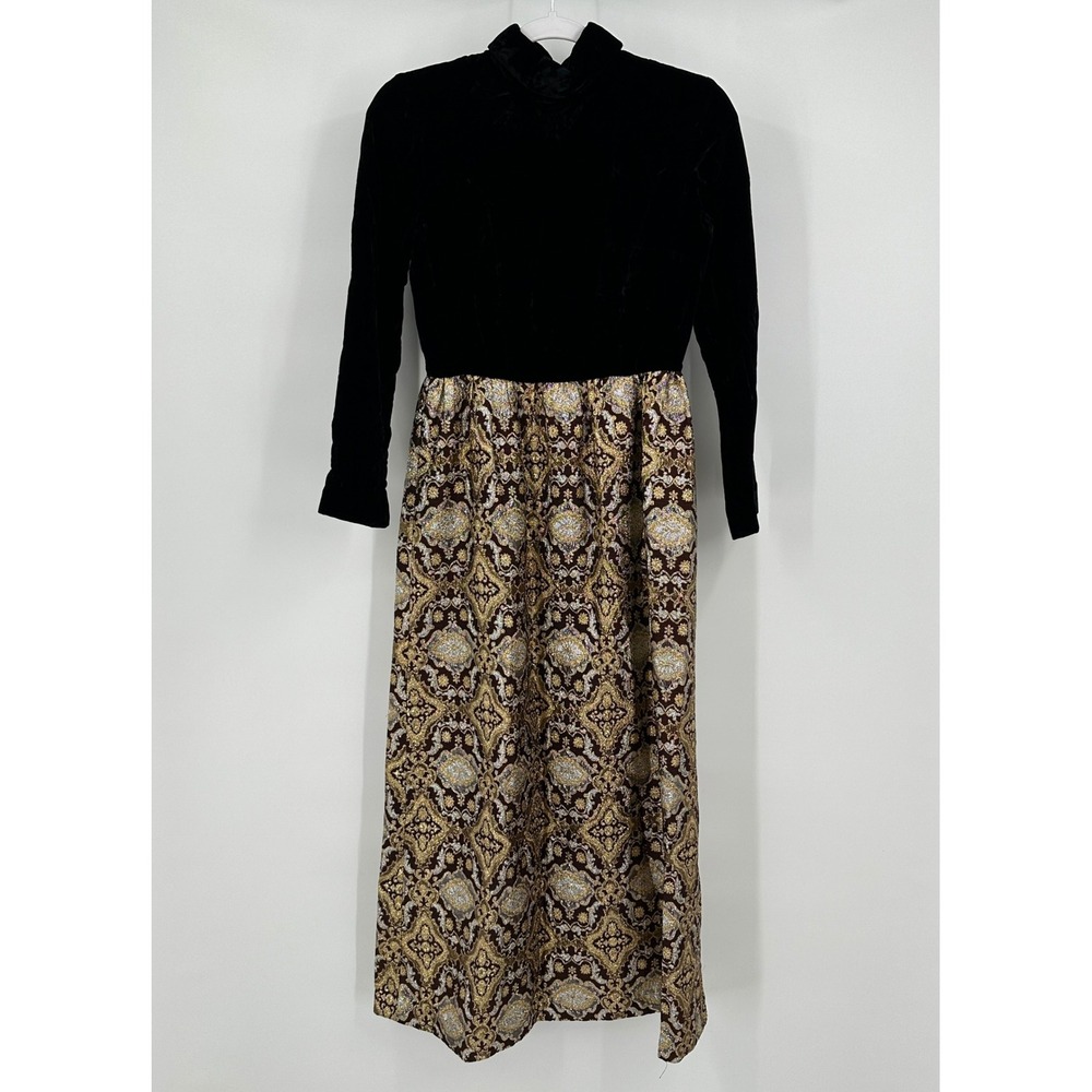 Handmade Womens Vintage Velvet Maxi Dress Size S Whimsigoth Baroque Holiday Chic